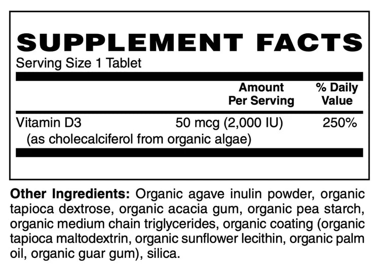 Organic Whole Food Vitamin D-3 50 mcg (2000 IU)